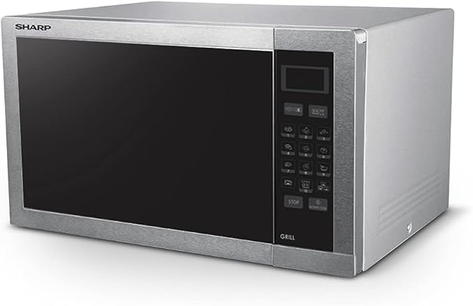 Sharp 34 liters 1100 watts stainless steel digital combination microwave oven with grill, silver - r-77at-st