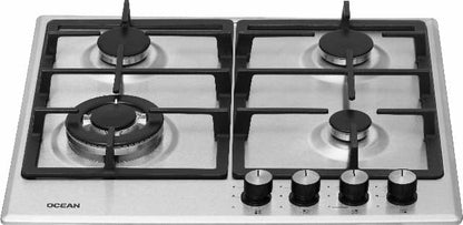 OCEAN GAS BUILT-IN HOB 4 BURNER 60 CM CAST IRON STAINLESS OGHF64IPROSV