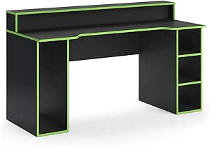 Vicco Roni Gaming Table, Black/Green, 160 x 65 cm