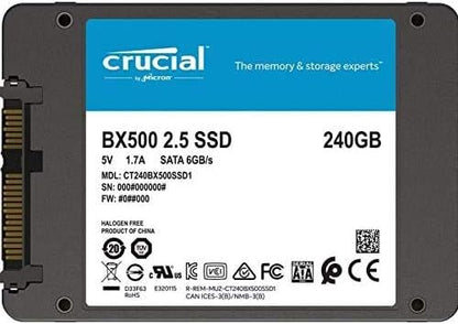 Crucial BX500 240GB 3D NAND SATA 2.5-Inch Internal SSD, up to 540MB/s - CT240BX500SSD1Z Black/Blue