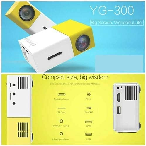 YG300 Mini Portable Projector 400-600 Lumens LCD Video Projector Support HDMI/USB/AV/CVBS/Remote Control for Home Cinema Theater Indoor/Outdoor Movie projectors Yellow