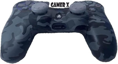 PS4 Controller Cover Case Black Camouflage with Thumb Grip - T