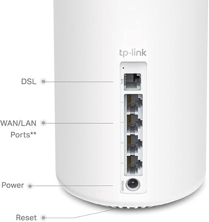 TP-Link AX1800 VDSL Whole Home Mesh Wi-Fi 6 Router, Dual-Band with 4x Gigabit WAN/LAN Ethernet ports, Connect up to 150 devices, Super VDSL2 Speed, HomeShield Security, Works with Alexa (Deco X20-DSL)