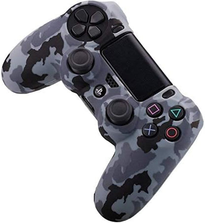 hitatech Water Transfer Printing Camouflage Silicone Cover Skin Case for Sony PS4/Slim/Pro Controller x Snow with Pro Thumb Grips X 8