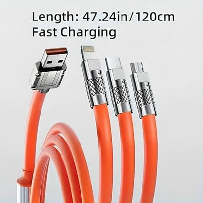 USB Cable Fast Charging 3 in 1 120W 6A Smartphone, Power Bank, Projector, PC