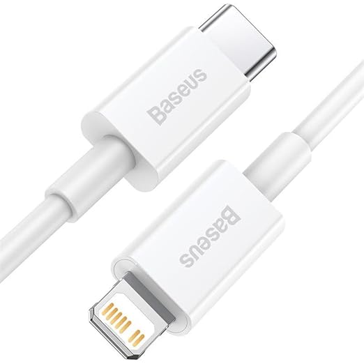 New Baseus 20W PD Flash Series USB-C to Lightning 2 Meter Strong Cable for Apple iPad for Apple iPhone 14 Pro Max / 13/12/ 11/ XMax/Xs/XR/ 8Plus/ 7/6 / 6s Plus (White)