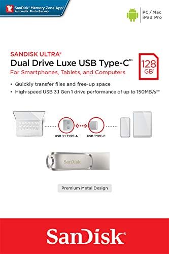 SanDisk Ultra Dual Drive Luxe USB-C 128GB - 400MB/s, USB 3.1 Gen 1 - T