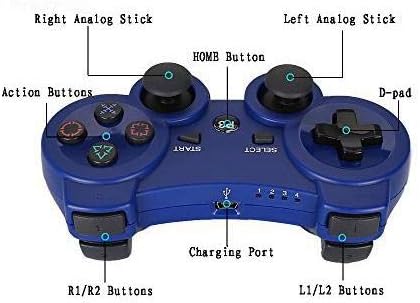 PS3 Controller Wireless Game Controller Dualshock 3 Joystick, Remote Bluetooth Sixaxis Control Gamepad Heavy-duty Game Accessories for PlayStation 3 (Navy Blue)