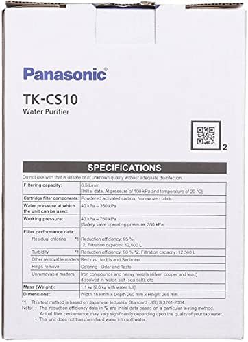 Panasonic Water Purifier with a High Filtering Capacity of 6.5L Per Minute – International Warranty – TK-CS10