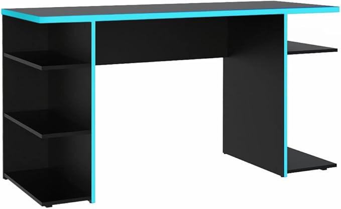 Madesa Gaming Computer Desk, PC Table, Office Table with 5 Shelves, 136 x 60 x 75 cm, Wooden