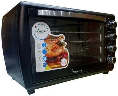 iHome Electric Oven KI-5555 55 Liter 2000W,Grill,Fan To Distribute Heat,Mesh Rack,Timer 90m,Thermostat,Black