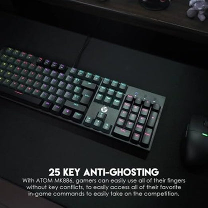 FANTECH ATOM MK886 RGB Mechanical Gaming Keyboard – BLUE Switch Black