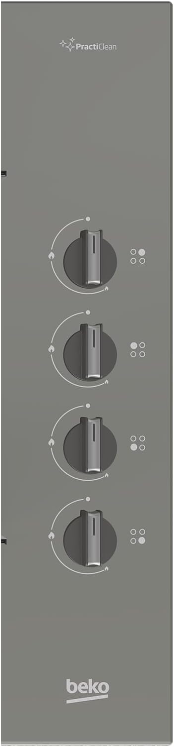 Beko Built-In Glass Gas Hob - 4 Burners - 60 cm - Cast Iron - Grey - BOCD T BOCD EGE