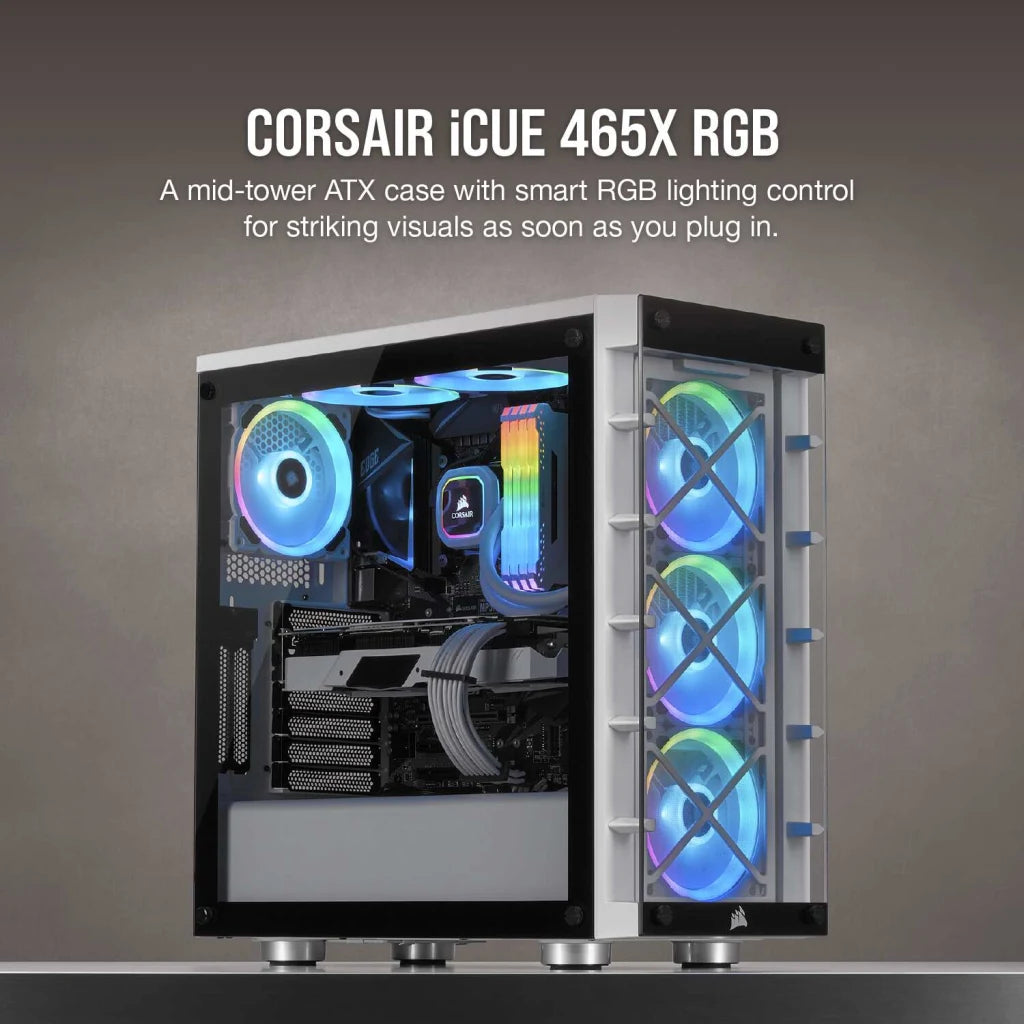 Corsair iCUE 465X RGB Mid-Tower ATX Smart Case — White - CC-9011189-WW