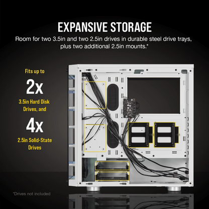 Corsair iCUE 465X RGB Mid-Tower ATX Smart Case — White - CC-9011189-WW