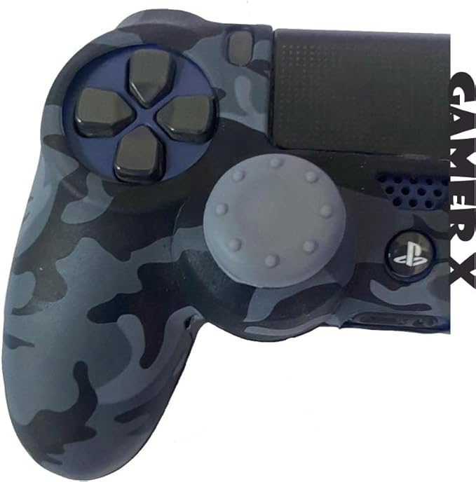 PS4 Controller Cover Case Black Camouflage with Thumb Grip - T