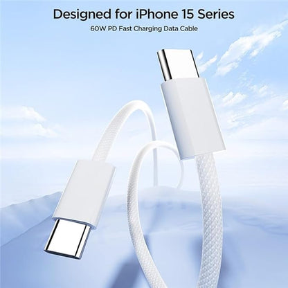 Joyroom S-A45 Ben Series 60W Braided Fast Charging Type-C to Type-C Data Cable, 1 Meter Length, White