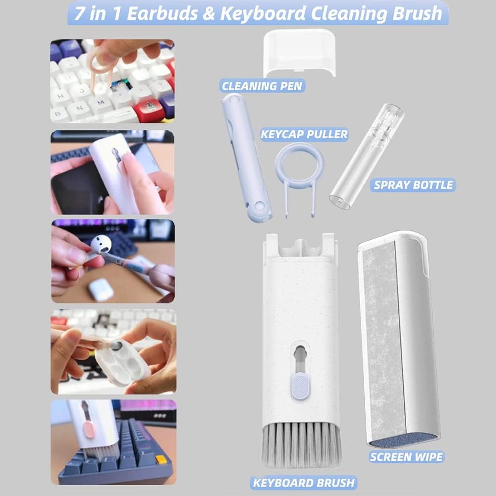 7-in-1 Keyboard Cleaner, Yardhobi Earphone Cleaner with KeyCaps Puller Portable Multifunctional Cleaning Tool for PC, Monitor, Earbud, Cell Phone, Laptop, Computer, Bluetooth Earphones