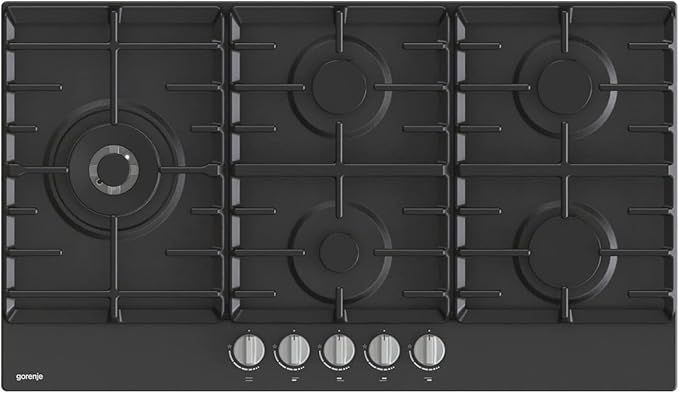 Gorenje Gas stove- 90cm - 5 burner - pan supports Cast iron - full safety - black - GW951MB