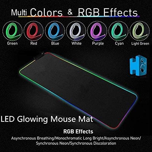 80 x 30 CM Multicolor LED Luminous Gaming Mouse Pad RGB Oversized Glowing Keyboard Mat - black