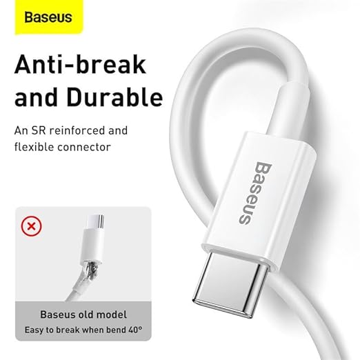 New Baseus 20W PD Flash Series USB-C to Lightning 2 Meter Strong Cable for Apple iPad for Apple iPhone 14 Pro Max / 13/12/ 11/ XMax/Xs/XR/ 8Plus/ 7/6 / 6s Plus (White)