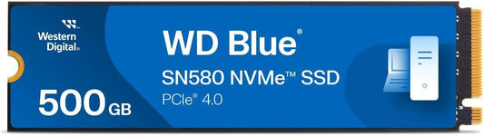 Western Digital 500GB WD Blue SN580 SSD PCIe Gen4 x4, NVMe v1.4b M.2 2280, Read speed up to 4,000 MB/s, Write speed up to 3,600MB/s - 5-Year Limited Warranty -WDS500G3B0E