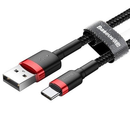 Baseus 3A Type-C Super Fast Q.C3 Charging and Data Cable Braided Wire USB/USB-C for Samsung/Huawei/Xiaomi/Oppo and All Mobile Devices (1 Meter)