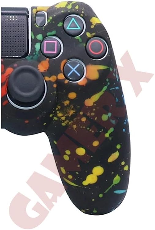 PS4 Controller Cover Case black with color Dots with Pair grip (1) - T