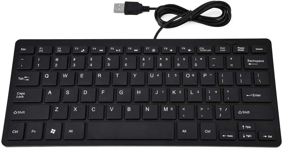 78 Keys Ultra Thin Mini USB Wired Keyboard for Desktop Computer Laptop PC (Black)