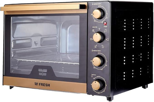 Fresh Electric Oven with Grill and Fan, 65 Liter Capacity, Gold/Black