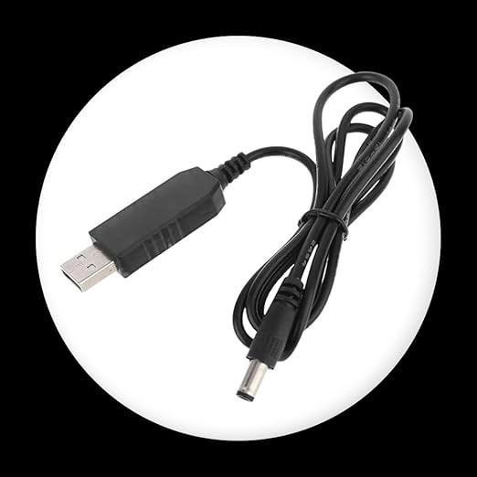 USB Routing Cable DC 5V to 12V Ascending Power Cable USB Cable with DC 5.5x2.1mm Plug Used for Router or Headphones and Other Devices (1m)