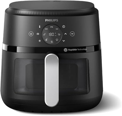 PHILIPS Air Fryer NA231/00 with touch panel, uses up to 90% less fat, 1700W, 6.2 Liter, with Rapid Air Technology (Black),Cooking window, Extra Large - T