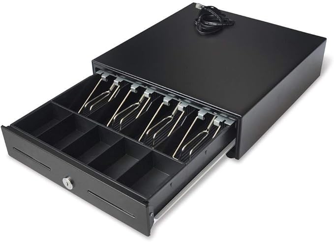POS Cash Register Drawer with Removable Tray - RJ11 Cable Included Keys - T