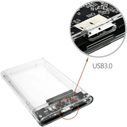 KingData SSD HDD Hard Drive Enclosure 2.5" inch SATA III USB 3.0 Caddy Case External Reader Laptop Fast Data Trasfer UASP Cable Included Tool-Free LED Indicator Clear