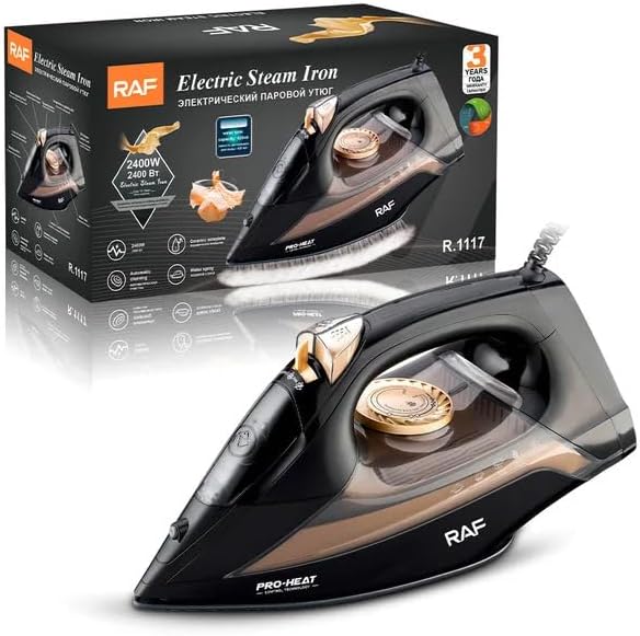 RAF Steam Iron R.1117, 2400 Watt, 220v, 50Hz, Black