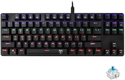 T-DAGGER TGK313 BORA Gaming Mechanical Keyboard - Rainbow LED Lighting -TKL Size 87 Key - AR/EN Key || (T-TGK313) (Blue Switch), Bluetooth