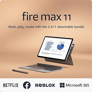 Amazon Fire Max 11 tablet productivity bundle with Keyboard Case, Stylus Pen, octa-core processor, 4 GB RAM to do more throughout your day, 64 GB, Gray, without lockscreen ads