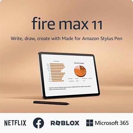 Amazon Fire Max 11 tablet and Stylus Pen bundle, handwrite notes or doodle ideas anywhere, 64 GB, Gray - T