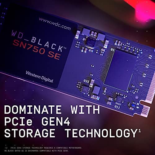 WD_BLACK SN750 SE 250GB PCIe Gen4 NVMe Gaming SSD, with up to 3,200MB/s read speed - WDS250G1B0E