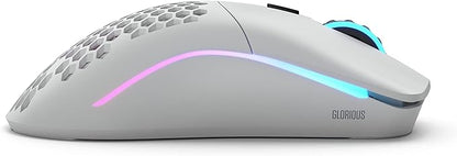 Glorious Gaming - Model O Wireless Gaming Mouse - RGB Mouse with Lights 69 g Superlight Mouse Honeycomb Mouse (Matte White Mouse)