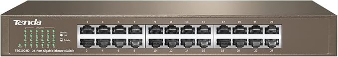 Tenda 24-Port Network Gigabit Switch, Ethernet Switch, Internet Switch Hub, Ethernet Splitter with Sturdy Metal for Desktop/Wall/Rack Mount, Plug and Play (TEG1024D)