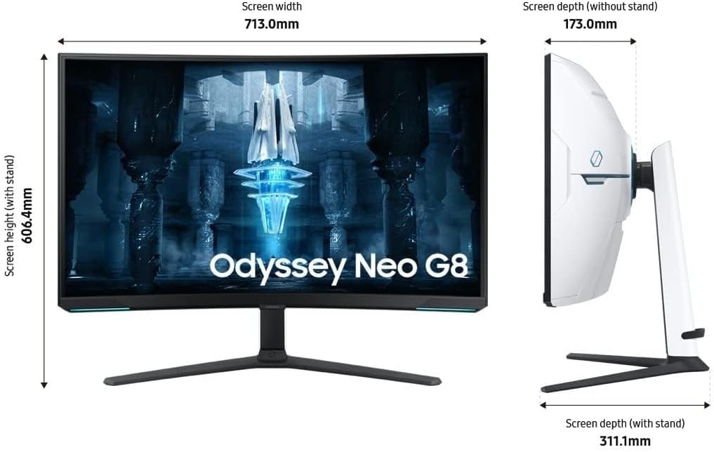 Samsung 32-Inch QLED G8 Odyssey Gaming Monitor, with 1ms GtG Response time & 240Hz Refresh rate, Supports AMD FreeSync Premium Pro, Local Warranty