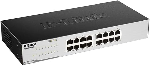 D-Link Ethernet Switch, 16 Port Gigabit Unmanaged Network Internet Hub Desktop Rackmount, Plug N Play (DGS-1016C)