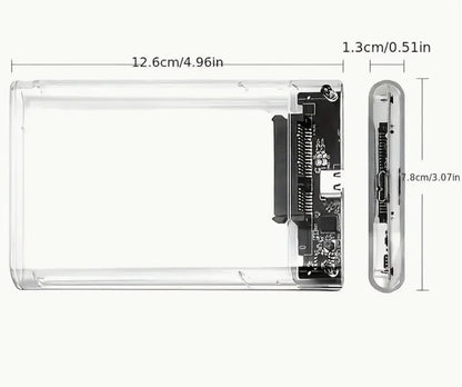 KingData SSD HDD Hard Drive Enclosure 2.5" inch SATA III USB 3.0 Caddy Case External Reader Laptop Fast Data Trasfer UASP Cable Included Tool-Free LED Indicator Clear