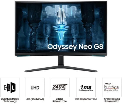 Samsung 32-Inch QLED G8 Odyssey Gaming Monitor, with 1ms GtG Response time & 240Hz Refresh rate, Supports AMD FreeSync Premium Pro, Local Warranty