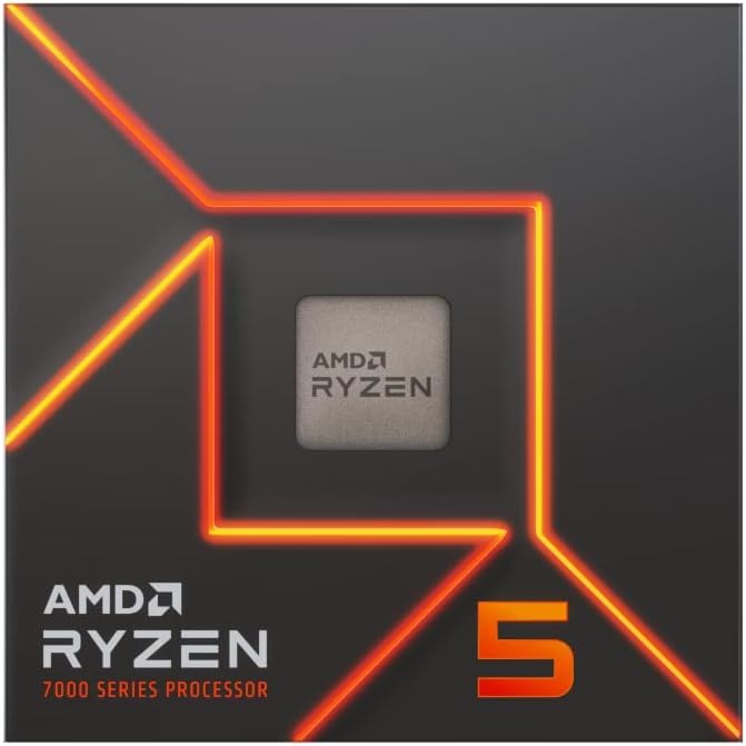 AMD Ryzen 5 7600 Desktop Processor (6-core/12-thread, 38MB cache, up to 5.1 GHz max boost) with AMD Wraith Stealth Cooler