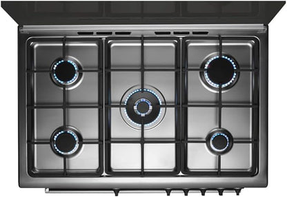LA GERMANIA Freestanding Cooker 90 x 60, 5 Gas Burner, Stainless x Black 9M10G4A1X4AWW - T