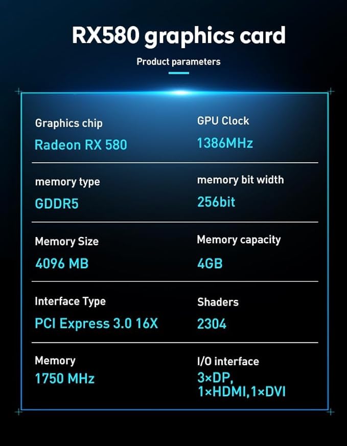 JIESHUO AMD RX 580 4GB 2048SP Video graphics card GDDR5 GPU 256-bit PCI-E 3.0 rx580 4g Computer Desktop Computer Gaming