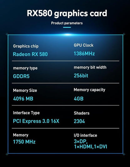 JIESHUO AMD RX 580 4GB 2048SP Video graphics card GDDR5 GPU 256-bit PCI-E 3.0 rx580 4g Computer Desktop Computer Gaming