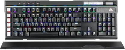 MARVO KG965G Mechanical Gaming Keyboard - Full Size Format, RGB Backlit with 5 Programmable Lighting Zones, Multi Media and Anti Ghosting Keys, Blue Switches, UK Layout